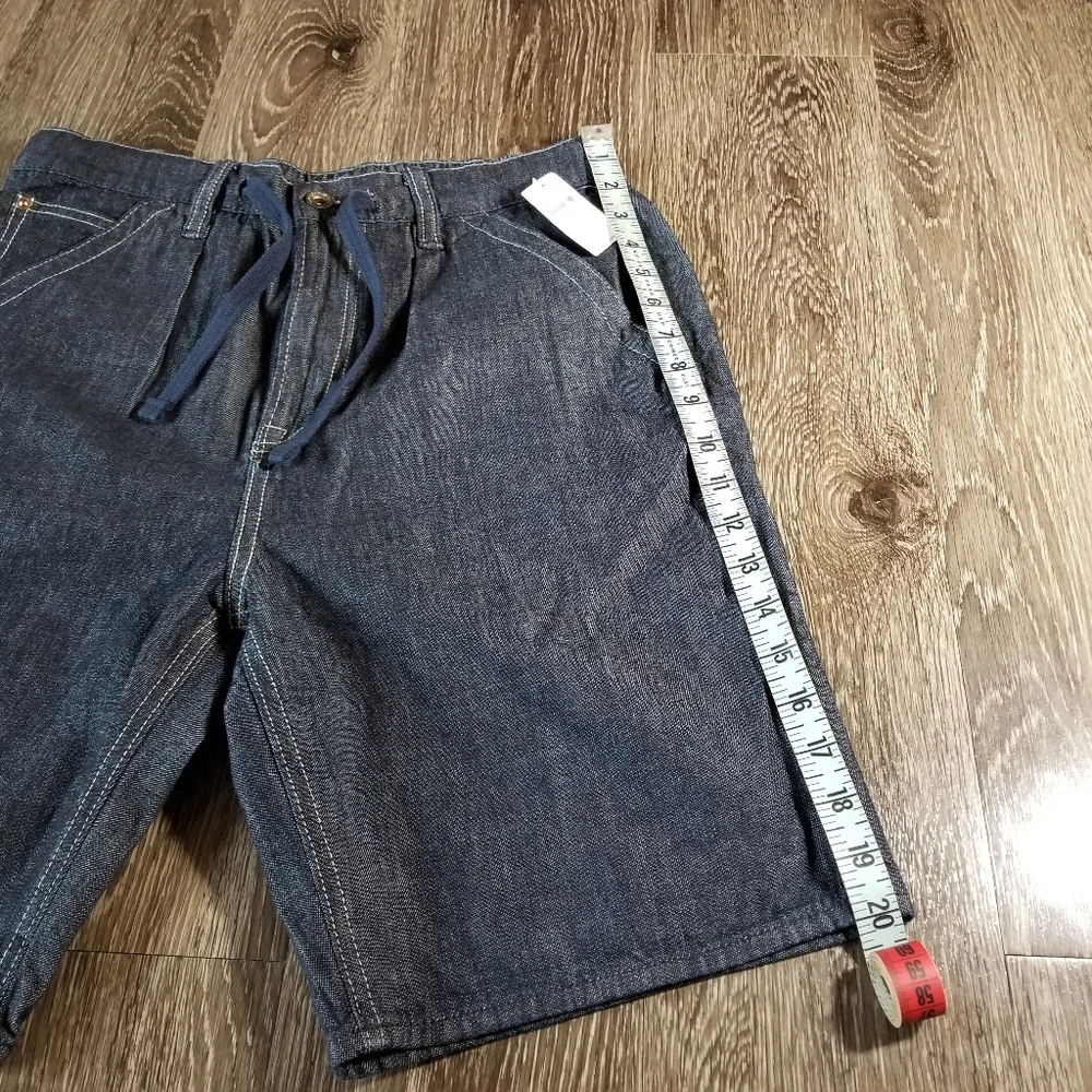 Gap Blue Denim Minimalist Pleated Drawstring Jean Jhort Shorts NWT Size Small